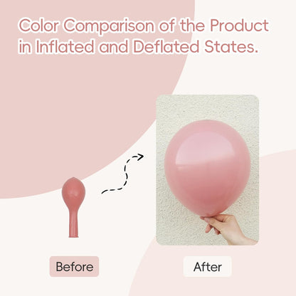 Skiennix 120pcs Dusty Pink Balloons - 5 to 18 Inch Sizes for Boho Wedding & Baby Shower Decor