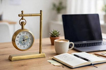 Vintage Brass Pocket Watch Stand - Antique Desk Clock Display