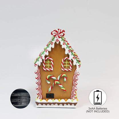 Moments In Time LED Lighted Gingerbread House - Hand-Painted Christmas Village Décor | 11” Battery Operated