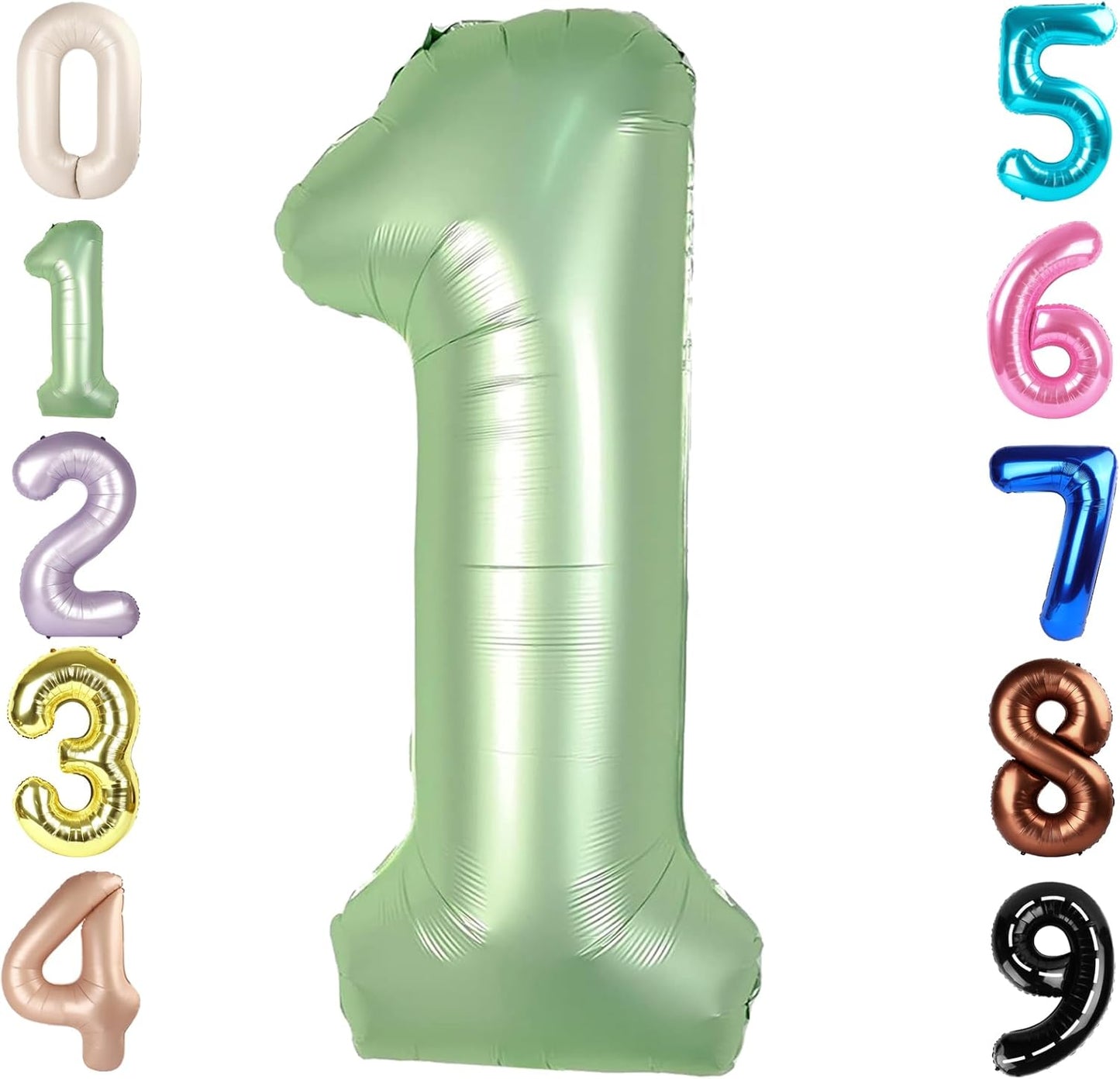 Number Balloons - 40 Inch Olive Green 1 Balloon for 1st Birthday Party Decorations & Baby Showers