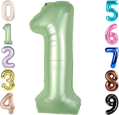 Number Balloons - 40 Inch Olive Green 1 Balloon for 1st Birthday Party Decorations & Baby Showers