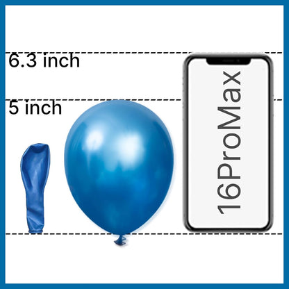 PartyWoo Metallic Blue Balloons - 100pcs 5 Inch Mini Chrome Latex Balloons for Celebrations