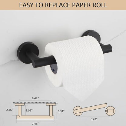 BGL Toilet Paper Holder - Matte Black Wall-Mounted SUS 304 Stainless Steel | Pivoting Double Post Design