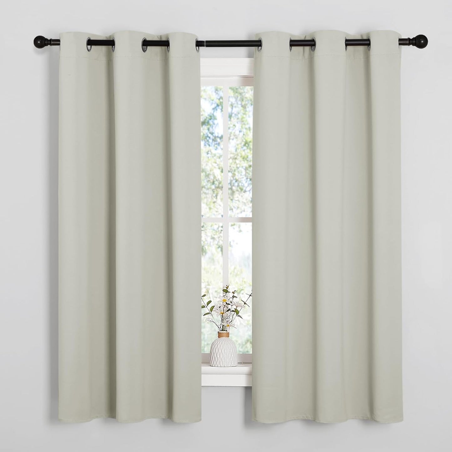 NICETOWN Thermal Insulated Grommet Curtains - Room Darkening Drapes for Bedroom | Bone White, 2 Panels (W42 x L63)