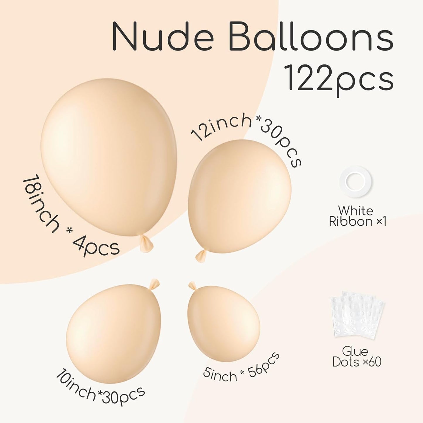 Skiennix 120pcs Nude Balloons - Boho Neutral Balloon Arch Kit for Weddings & Parties | 5-18 Inch Sizes
