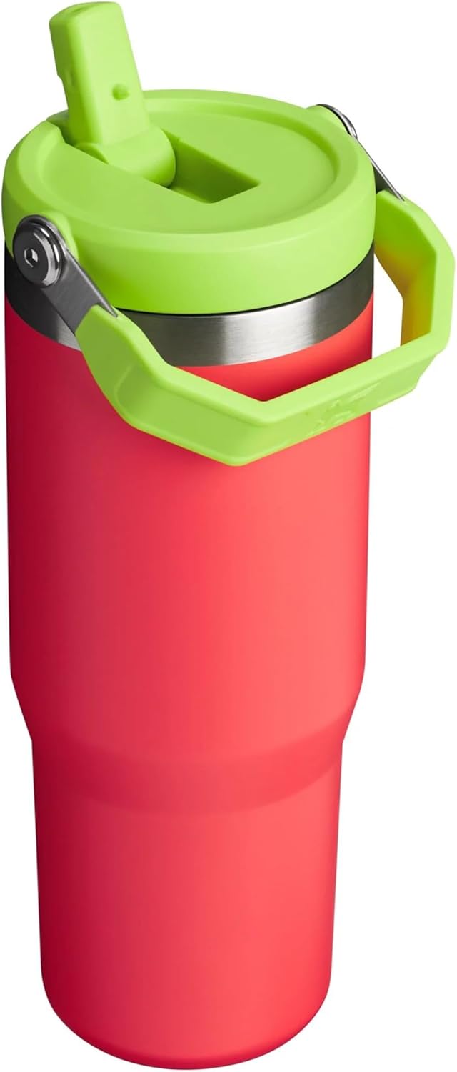 STANLEY Stainless Steel IceFlow Tumbler - Flip Straw Design | Hibiscus, 30 oz Capacity