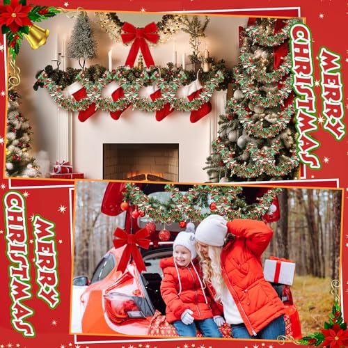 Christmas Bike Decorations Set with Tassel Garlands Streamers and Bows - 23 Pieces