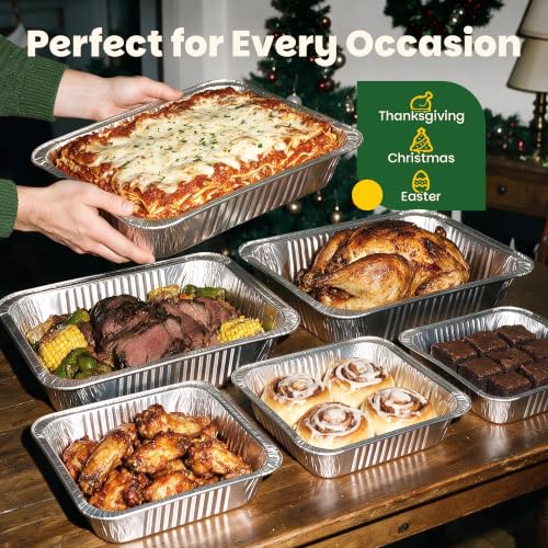 Disposable Aluminum Pans with Lids - 24 Pack, 2 Sizes for Baking & Food Storage