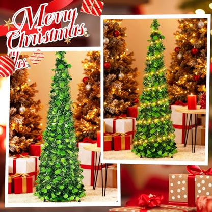 5 ft Collapsible Artificial Christmas Tree with LED Lights - Green, Variation of THIS listing