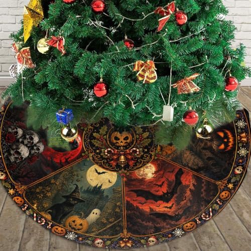 Halloween Tree Skirt 36 Inch Xmas Tree Mat Holiday Decor Medium - Not Quilted