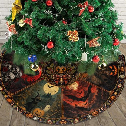 Halloween Tree Skirt 36 Inch Xmas Tree Mat Holiday Decor Medium - Not Quilted
