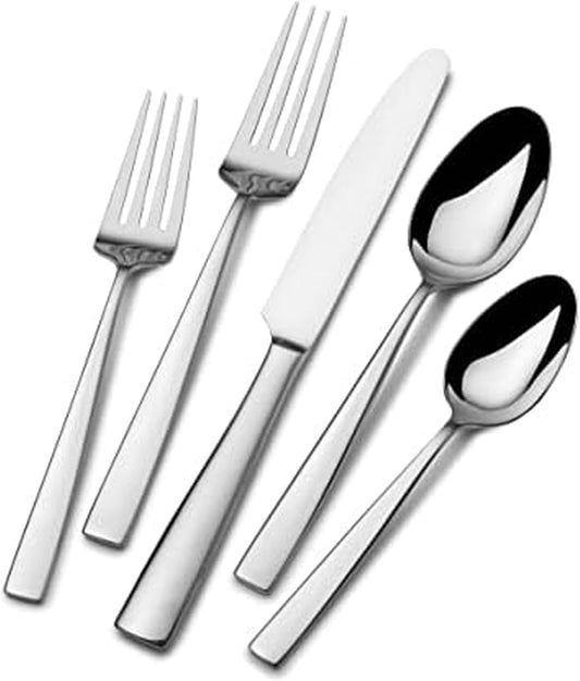 Mikasa Everett 101-Piece Flatware Set - Durable 18/10 Stainless Steel Cutlery for 12 | Sleek Design