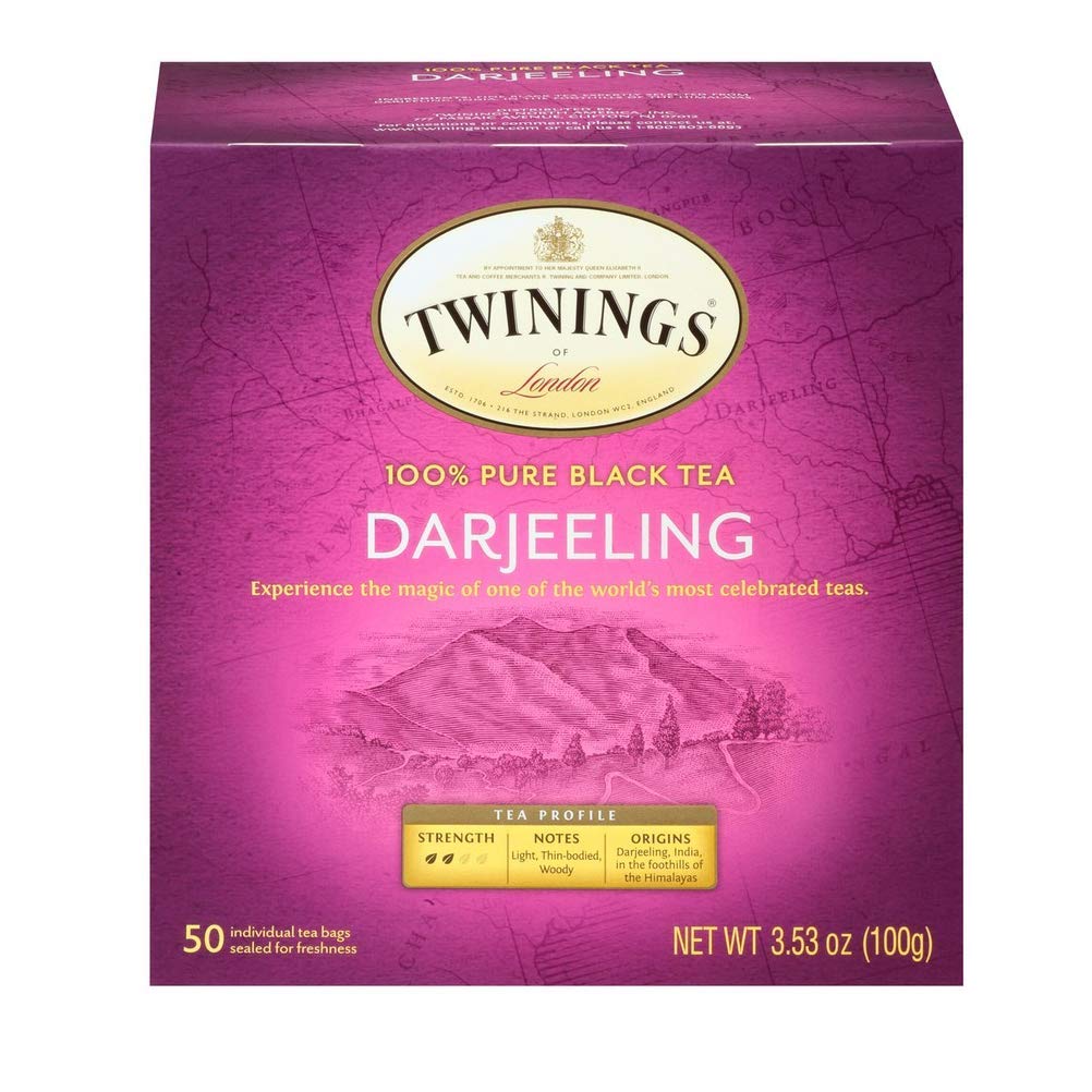 Twinings Darjeeling Tea - Delicate Dry Black Tea, Sophisticated Coffee Alternative | 50 Individually Wrapped Bags