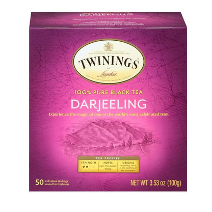Twinings Darjeeling Tea - Delicate Dry Black Tea, Sophisticated Coffee Alternative | 50 Individually Wrapped Bags