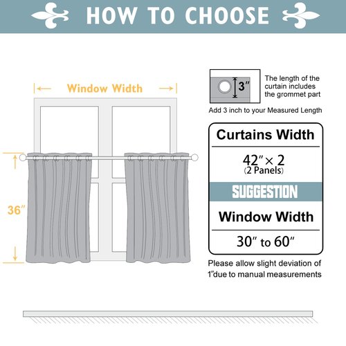 ChrisDowa Small Window Curtains 36 inches Long for Bedroom - Grommet Short Thermal Insulated Room Darkening Curtains for Kitchen (2 Panels, Aqua, 42 x 36 Inch)