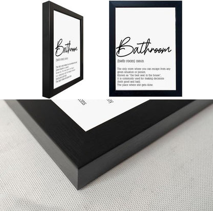 Boswaydeco Bathroom Wall Art - Modern Black and White Toilet Rules Canvas Print | Small Size for Guest Washroom