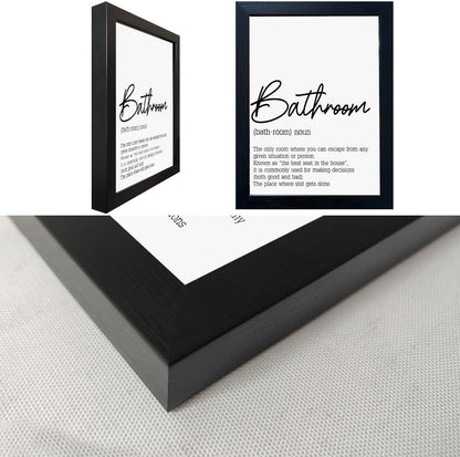 Regine Switzerland Black and White Bathroom Rules Print - Modern Framed Wall Art for Guest Toilet Decor