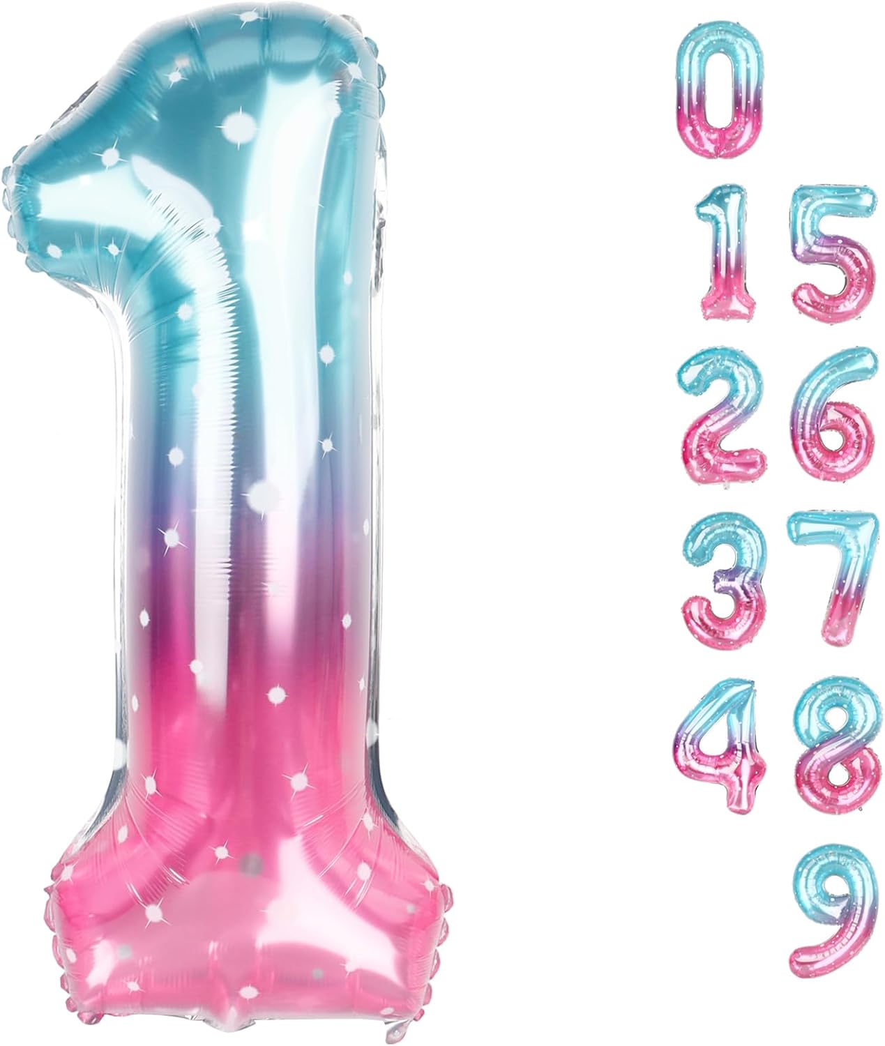 Number Balloons - 40 Inch Birthday Decorations for Kids | Pink, Purple & Blue 1st, 11th, 21st Celebrations