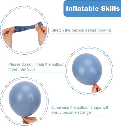 RUBFAC Dusty Blue Balloons - 129-Piece Latex Balloon Garland Kit | Boho Neutral Decor for Weddings & Parties