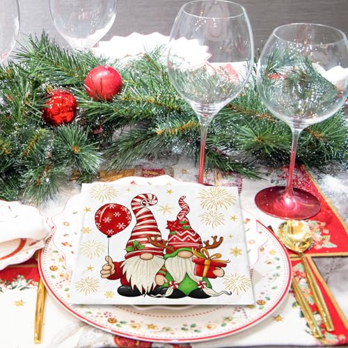 Christmas Paper Napkins 80Pcs Gnome Firework Party Decor Disposable Luncheon & Dinner Napkins - Variations of THIS listing