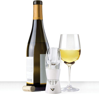 Vinturi Classic Essential Wine Aerator Pourer and Decanter Provides Enhanced Flavors with Smoother Finish Features Easy to Grip Silicone Body and No-Drip Stand, White