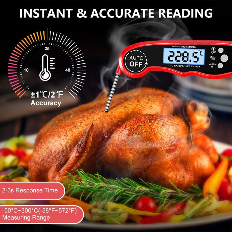 Skiennix Digital Meat Thermometer - Instant Read Dual Probe with Backlight LCD Display | Perfect BBQ Kitchen Accessory