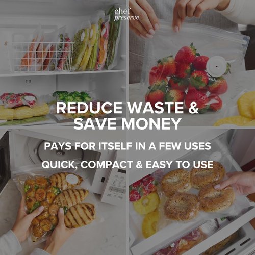 Chef Preserve Reusable Vacuum Sealer Bags - 30 BPA-Free Small Food Storage Bags (8 x 10 in) | Odor-Resistant & Leak-Proof