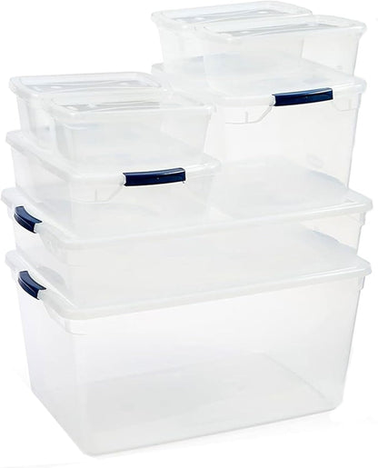 Rubbermaid Clear Storage Bins - Stackable 16-Pack with Latching Lids | BPA-Free, Made in USA
