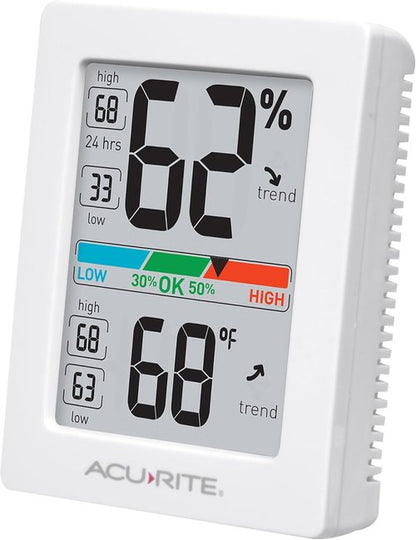 AcuRite Humidity Meter - Digital Thermometer with Comfort Scale | Indoor Hygrometer, 3 x 2.5 Inches, White