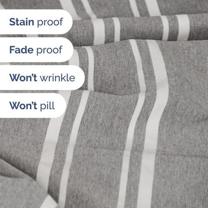Flex Top Split Head King 4 Piece Sheet Set - Comfy Breathable & Cooling Bed Sheets Set - Hotel Luxury Bedding for Women, Men, Kids, Teens, Boys & Girls - Deep Pockets, Soft - Oeko-Tex - Grey Stripes