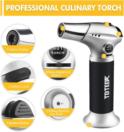 TBTEEK Cooking Torch - Versatile Kitchen Lighter with Butane Fuel for BBQ, Baking & Soldering (1 Can)