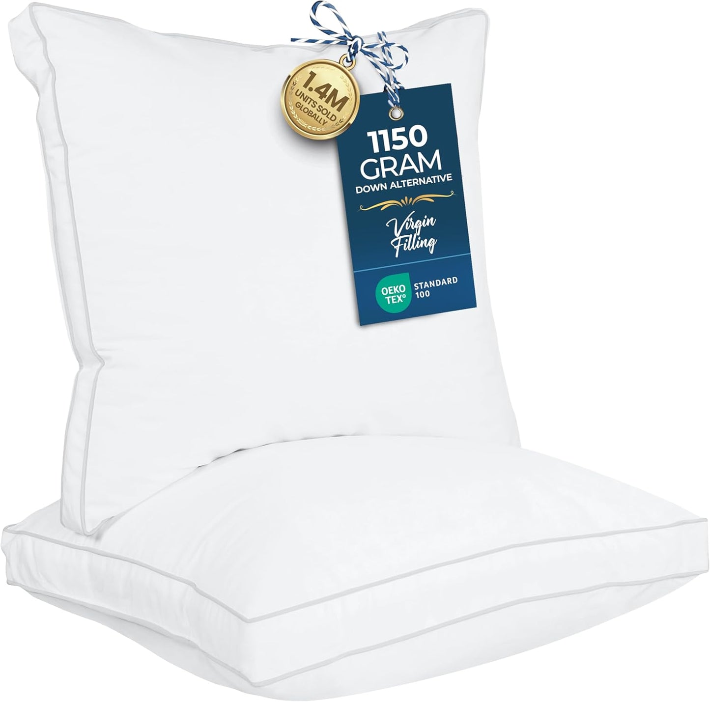 Utopia Bedding Bed Pillows - Soft & Fluffy Down Alternative | European Size, Set of 2, Cooling Comfort