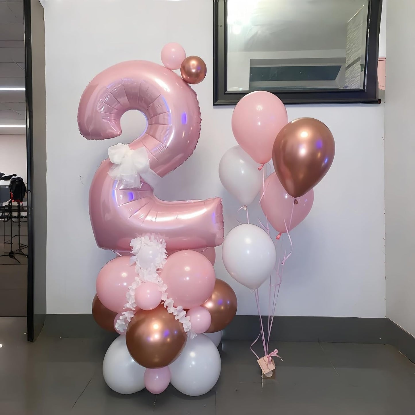 Skiennix 40-Inch Pastel Pink Number 2 Balloon - Large Foil Helium Balloon for Girls' 2nd Birthday Party