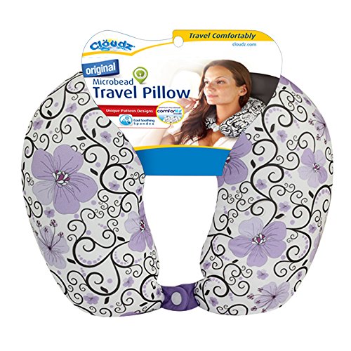 Cloudz Patterned Microbead Travel Neck Pillows - Purple Print