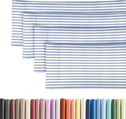 Skiennix Body Pillowcases Set of 4 | Soft & Breathable 20x54 Long Pillow Covers - Fade-Free & Machine Washable (Blue Stripes)
