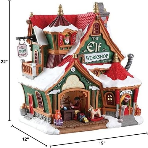 Lemax 75291 Lighted Elf Workshop Building | Santa's Wonderland Holiday Decor