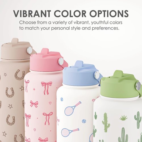 Coquette Stainless Steel Water Bottle - 32oz Insulated Pink Bow Gift for Women & Teens