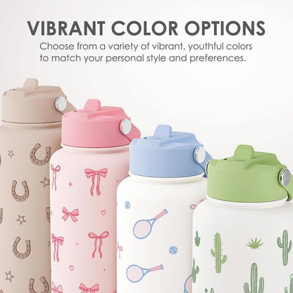 Coquette Stainless Steel Water Bottle - 32oz Insulated Pink Bow Gift for Women & Teens