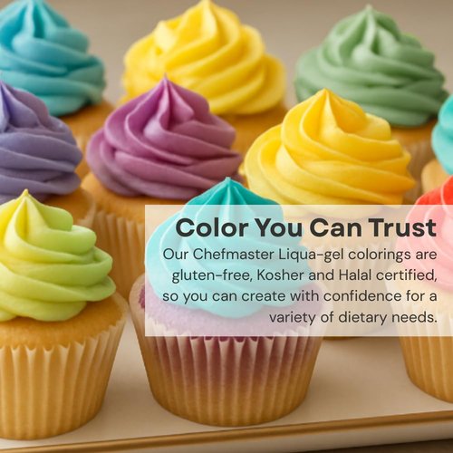 Chefmaster Plant-Based Natural Liqua-Gel Food Coloring - No Artificial Dyes, Yellow, 1.87 oz | Ideal for Icing & Fondant