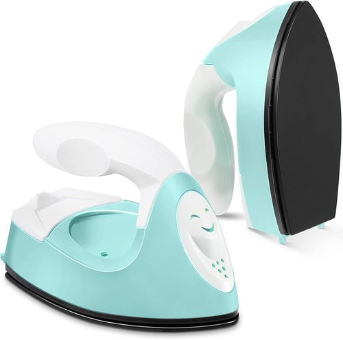 Honoson Mini Craft Iron - Portable Heat Press for DIY Projects | Tiny Flatiron with Charging Base (Mint Green)