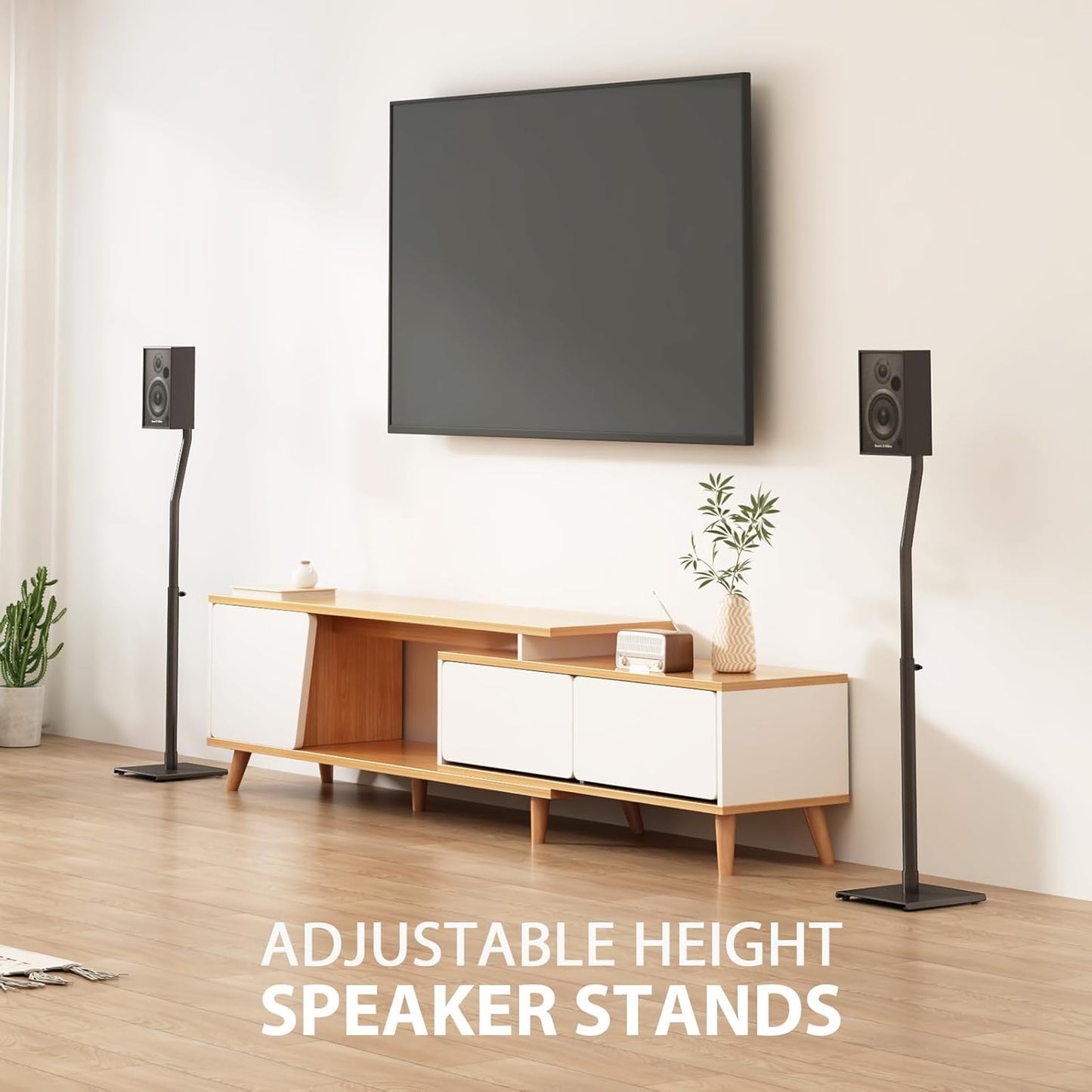 USX MOUNT Universal Speaker Stands - Height Adjustable 30" to 39" for Satellite & Bookshelf Speakers, 1 Pair
