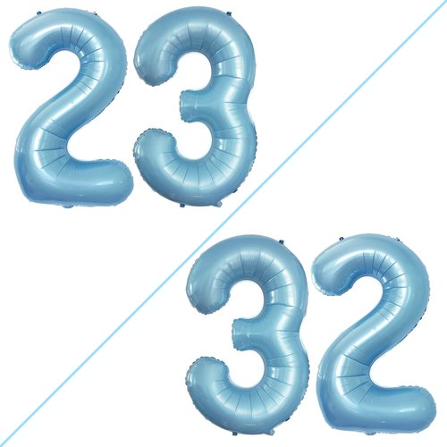 GOER Jumbo 42-Inch Number 23 Balloons - Light Blue Foil Helium Decorations for 23rd Birthday Party