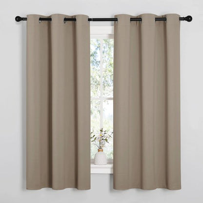 NICETOWN Bedroom Curtain Panels Blackout Draperies, Thermal Insulated Solid Grommet Blackout Curtains/Drapes (1 Pair, 34 by 63 inches, Taupe)
