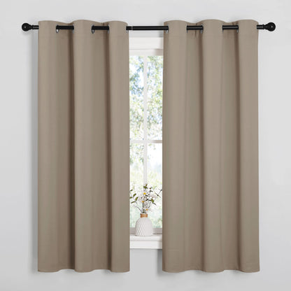NICETOWN Window Curtain Panels, Thermal Insulated Solid Grommet Blackout Draperies/Drapes for Basement (Taupe, 1 Pair, 34 by 54-inch)
