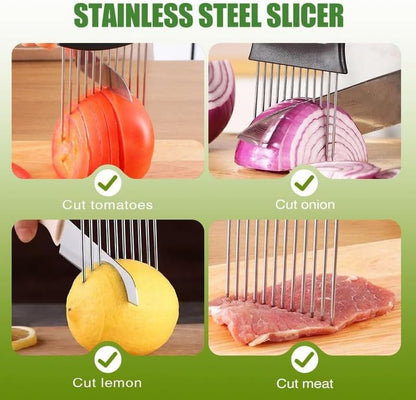 Skiennix Onion Holder - Stainless Steel Vegetable Cutter for Easy Slicing of Fruits & Veggies