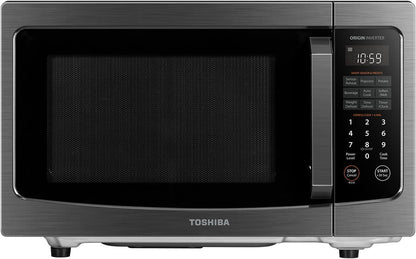 TOSHIBA Microwave Oven - Flatbed Design with Inverter Technology & Smart Sensor - 1.3 Cu.Ft., Black Stainless Steel