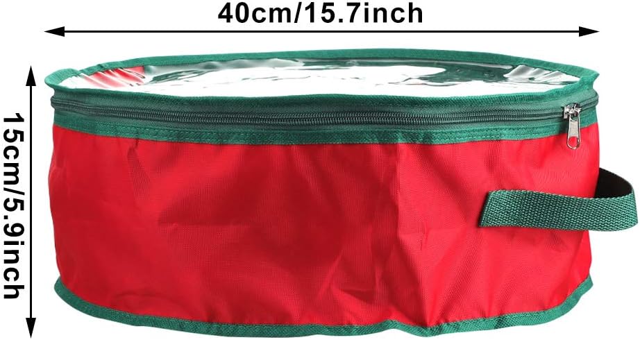 TITA-DONG Christmas Wreath Storage Bag - 2 Pcs Portable Organizer with Dual Zipper & Transparent Window