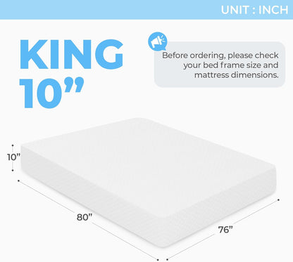 Neo Sleep King Cooling Gel Memory Foam Mattress - Medium Firm Pressure Relief | CertiPUR-US Certified, 10 Inch