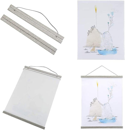 Benjia Magnetic Poster Hanger - 40" Wooden Frame for Canvas & Artwork | Grey Color, Easy Wall Display