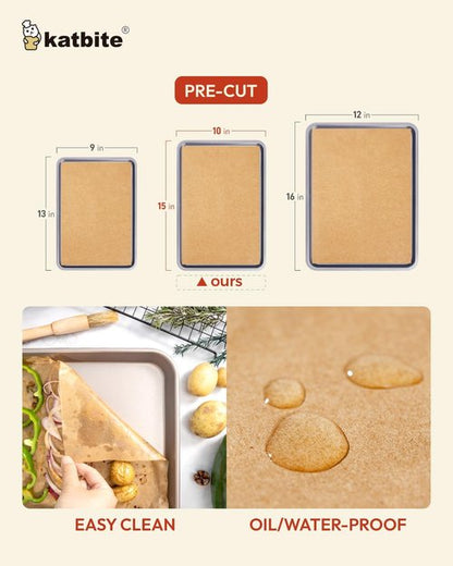 Katbite 135 Pcs Pop-Up Parchment Paper Sheets - Heavy Duty Non-Stick 10x15 In Unbleached Baking Paper
